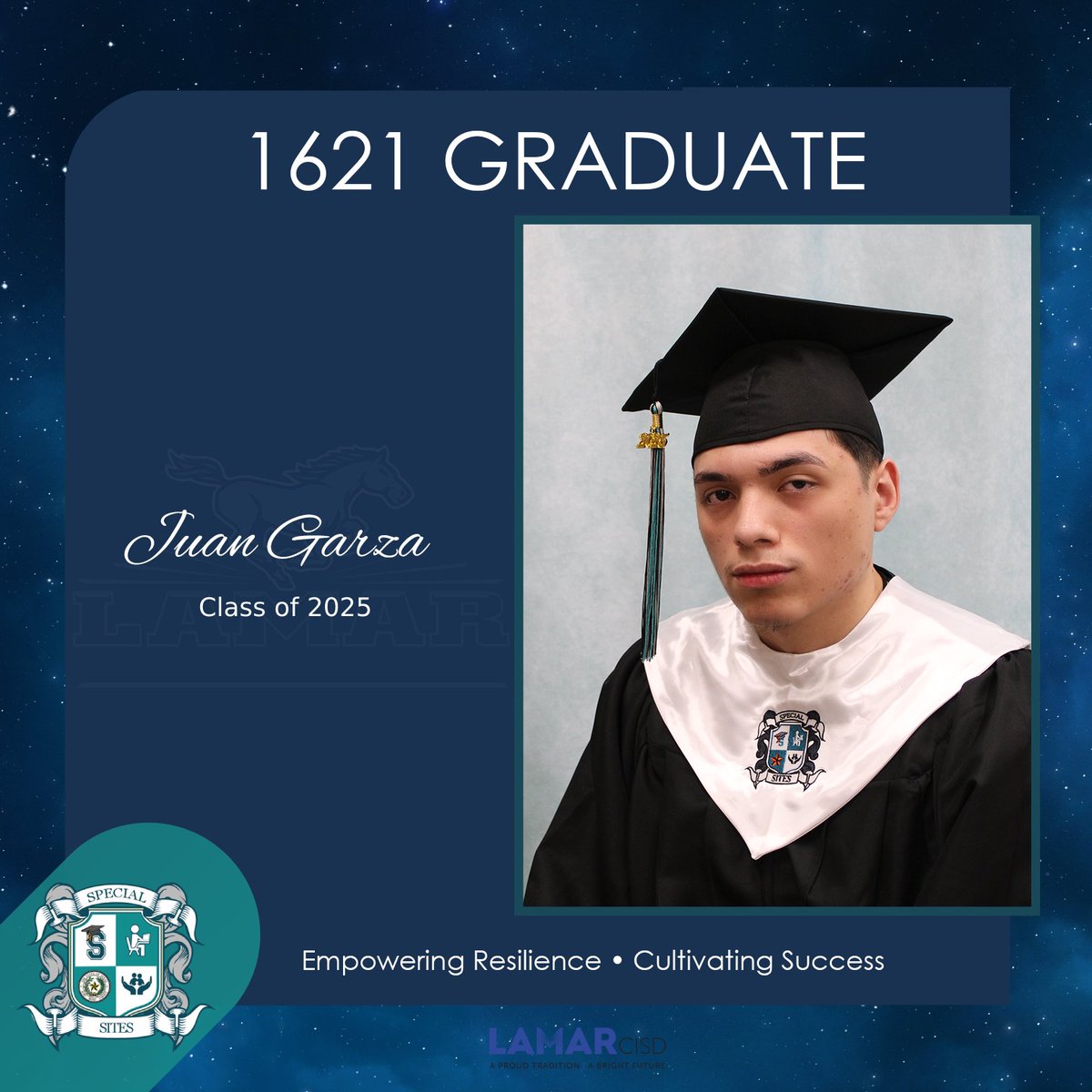Congratulations to Juan Garza on becoming a graduate! We at 1621 are incredibly proud of you, and we can't wait to see you continue to cultivate success in your future! #1621Grad #EmpoweringResilienceCultivatingSuccess