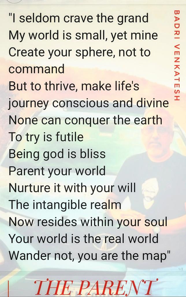 dirbadri's tweet photo. #BadriVenkatesh #badrivenkateshpoetry #poemaday #poetry #poetrycommunity #TheParent https://t.co/L4bX2RPLmH