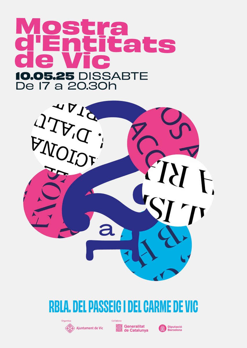 🔜Vic es prepara per celebrar la 21a edició de la Mostra d'Entitats!

🎪Tallers, exhibicions i activitats per apropar la riquesa del teixit associatiu vigatà al conjunt de la ciutadania

📅10 de maig | 17 - 20:30 h | rbla. del Passeig i del Carme   

ℹ️shorturl.at/1evY6