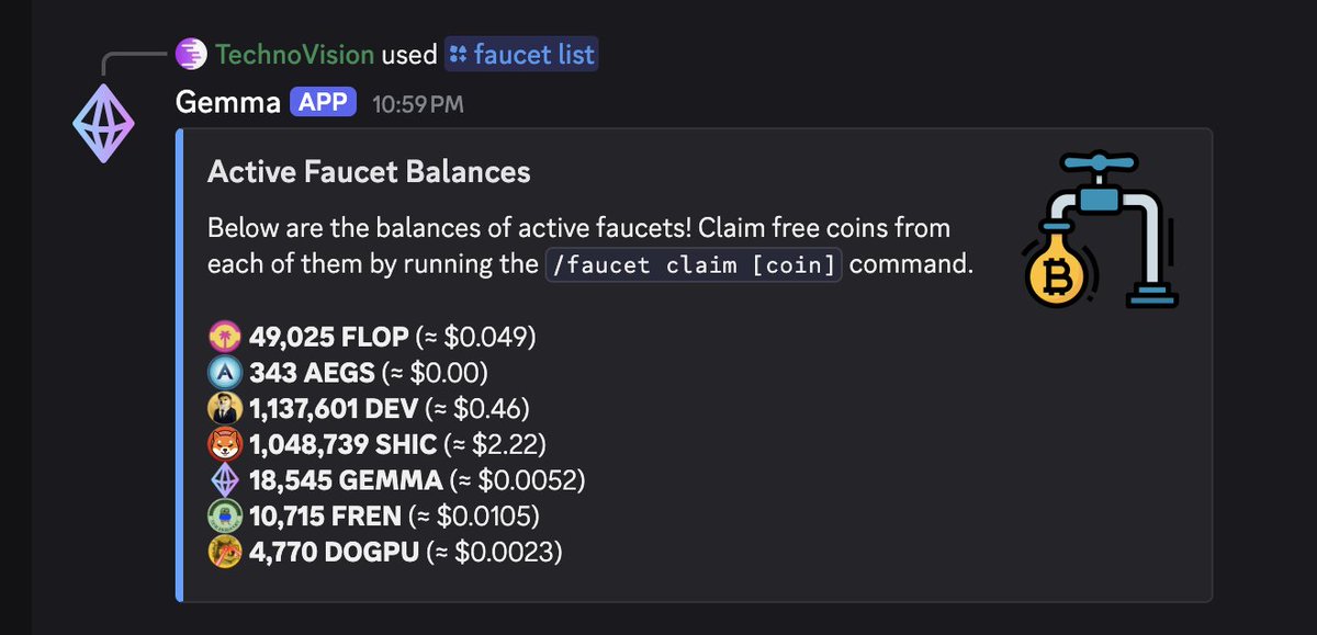 Did you know $GEMMA has cross-chain faucets?

You can claim FREE coins every hour on any Discord server that has the Gemma bot added! Try it out on our official Discord below! #cryptocurrency #crypto #gemma #tipbot

JOIN OUR DISCORD: discord.gg/hpbMxBTDAb