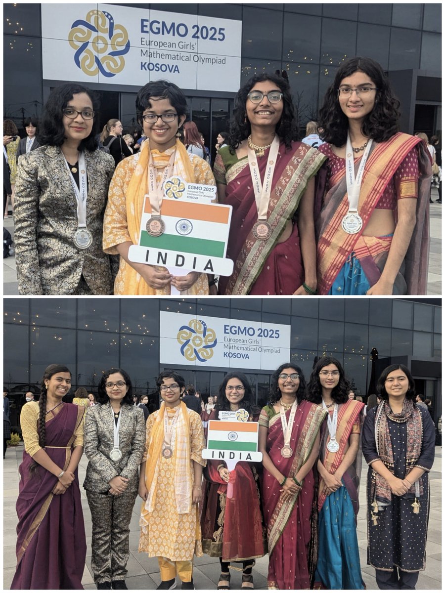 India's unofficial team rank at EGMO2025, Kosovo is 12th out of 56 countries.  Sanjana Chacko-Silver; Shreya Mundhada- Silver; Saee Patil-Bronze; Shreya Gupta Ray-Bronze.  Details available here egmo.org/egmos/egmo14/c…