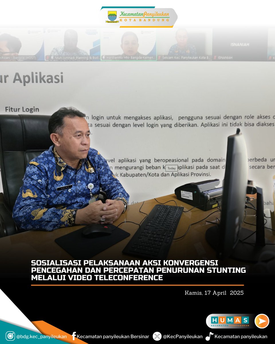Mengikuti pelaksanaan sosialisasi aksi konvergensi pencegahan dan percepatan penurunan stunting, melalui video teleconference. Kamis, 17 April 2025.

<a href="/humasbandung_/">Humas Kota Bandung</a> 
<a href="/ppidkotabandung/">Layanan Informasi dan Pengaduan Kota Bandung</a> 
<a href="/halo_bandung/">Prokopim Kota Bandung</a>