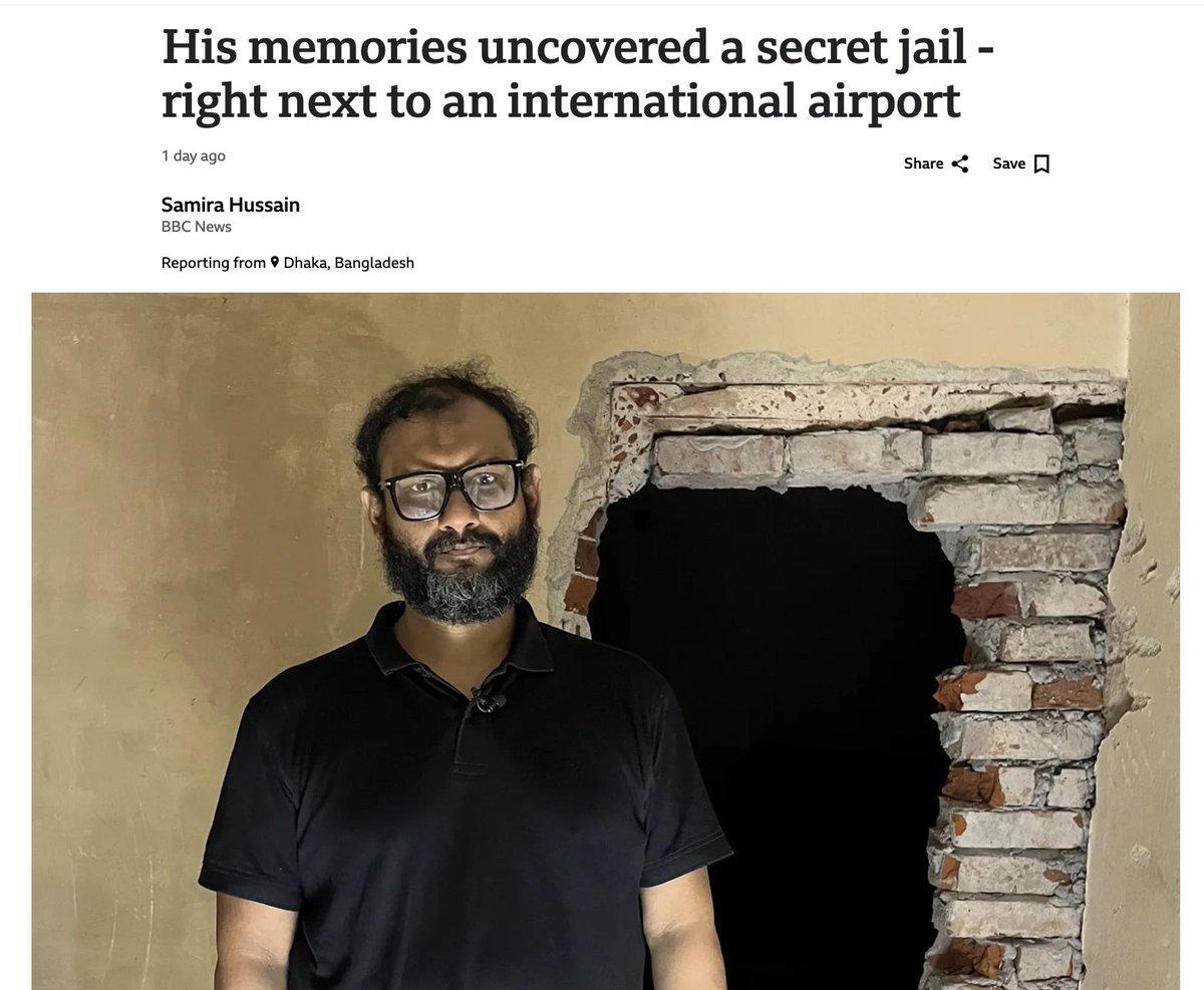 TheDavidBergman's tweet photo. Important reporting by BBC reporter @SamiraHussain15 about the secret detention cells in #bangladesh where disappeared people were kept for weeks, months and sometimes years under the @albd1971 government. Difficult to appreciate how those secretly detained for long periods of time , and finally released, found a way to survive intact. The whereabouts of many remain unknown.

The article is also interesting in reflecting the current positions of the Awami League and the army concerning their responsbility.

The former Awami League government's position has changed. For years, it used to deny that anyone was secretly detained - claiming that, amongst other things, the people were "in hiding"  as they had criminal cases against them. 

Now, it seems that the party is moving towards acknowledging there were people secretly detained, but that this was done without the government knowing about it. "If any such detention did occur, it would have been a product of complex internal military dynamics," he said. "I see [no] political benefit for the Awami League or for the government to keep these people in secret detention." 

Apart from the fact that (in my understanding) the army was only one of the many state security forces involved in the secret detentions - the Detective Branch of the Police and the Rapid Action Batallion were also involved  - it is preposterous to think that the Government was not aware of what was going on. 

The army's position is also notable. "The army categorically denies operating any such detention centres," Lt Col Abdullah Ibn Zaid is quoted as saying. 

This is is equally preposterous - as some of the secret detention cells were controlled directly by country's military intelligence agency Directorate General Forces Intelligence (DGFI). 

In terms of accountability, it may be possible for the Bangladesh courts to prosecute politicians and law enforcement personnel for their involvement, but it is likely difficult to see the army giving up any of its officers for prosecution.
https://t.co/iv8GI19xlG