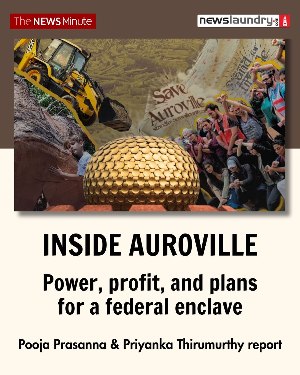TheNewsMinute (@thenewsminute) on Twitter photo Inside Auroville: A spiritual commune caught in a storm of power, profit, & politics.
Massive tree felling. Dubious land deals. And a quiet plan to turn it into the BJP’s southern stronghold.
Read this report by <a href="/poojaprasanna4/">Pooja Prasanna</a> & <a href="/priyankathiru/">Priyanka Thirumurthy</a>. thenewsminute.com/long-form/insi… Inside Auroville: A spiritual commune caught in a storm of power, profit, & politics.
Massive tree felling. Dubious land deals. And a quiet plan to turn it into the BJP’s southern stronghold.
Read this report by <a href="/poojaprasanna4/">Pooja Prasanna</a> & <a href="/priyankathiru/">Priyanka Thirumurthy</a>. thenewsminute.com/long-form/insi…