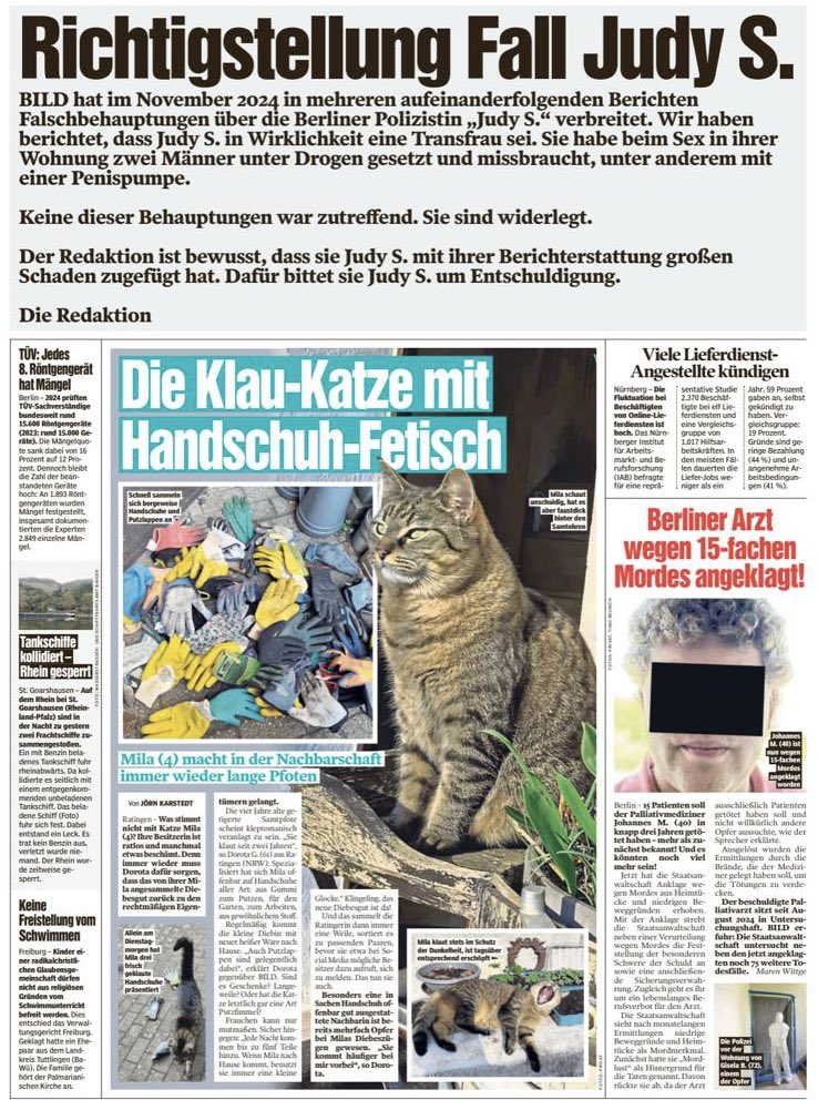 Ihr erinnert euch an den Fall Judy S.? Nach unserer Berichterstattung zahlt <a href="/BILD/">BILD</a> der Berliner Polizeibeamtin für die Verbreitung der Lügen jetzt eine Entschädigung von 150.000 Euro und veröffentlicht folgende Richtigstellungen. tagesspiegel.de/berlin/rekorde… <a href="/alx_froehlich/">Alexander Fröhlich</a>