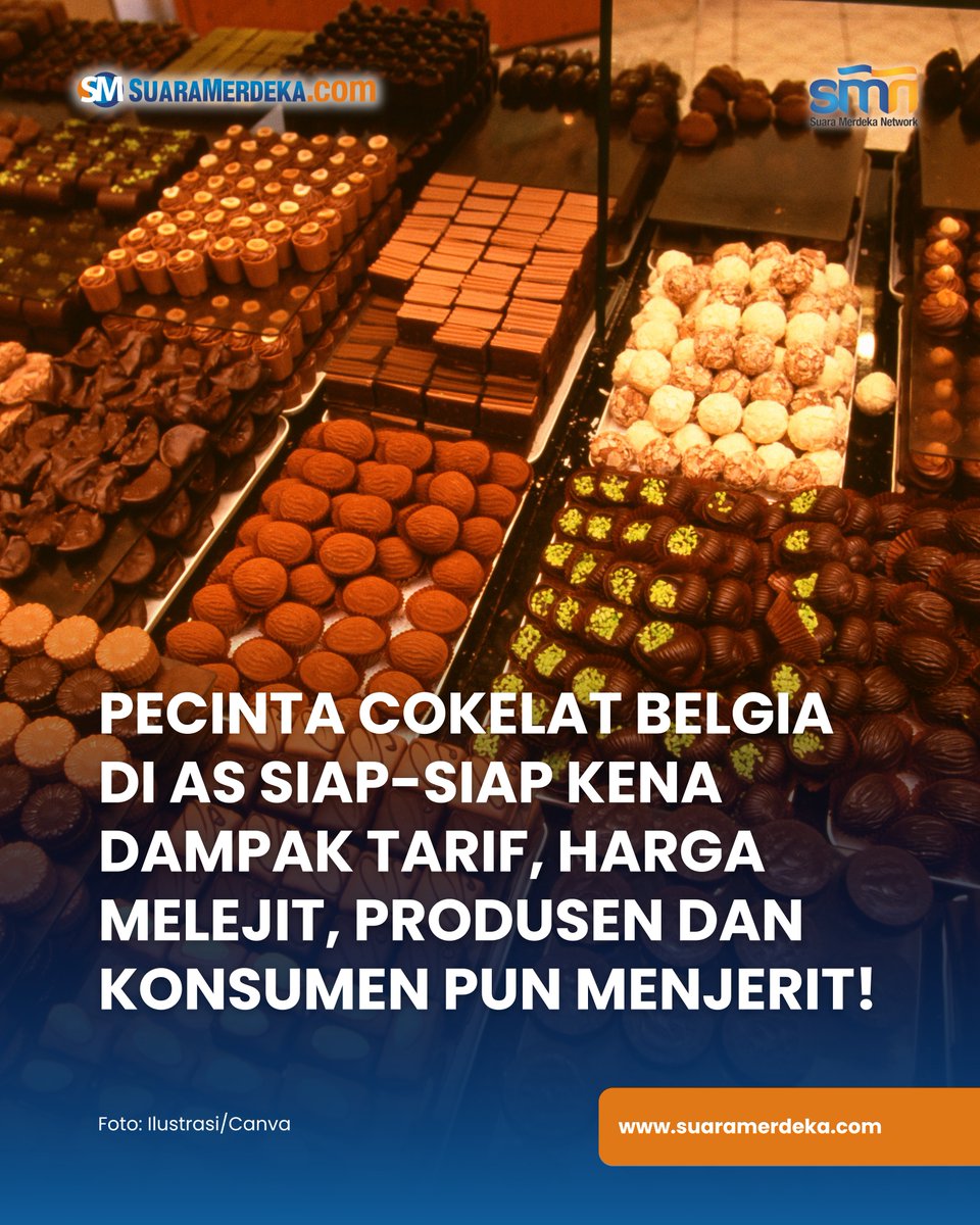 suaramerdeka's tweet photo. Para pecinta cokelat Belgia di Amerika Serikat harus bersiap merogoh kocek lebih dalam tahun ini.
https://t.co/jLBf4BT2pl
#suaramerdeka #suaramerdekacom #suaramerdekanetwork #cokelat #cokelatbelgia #tariftrump #dampak #tariftambahan https://t.co/dtxyvieqOP