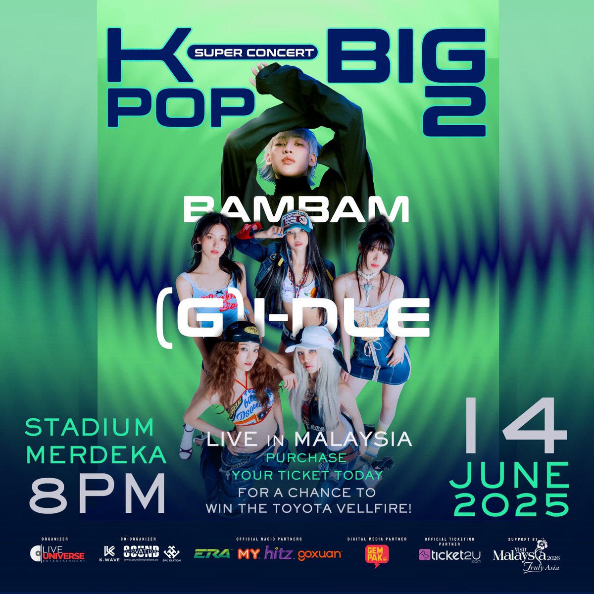 Catch (G)I-DLE & BAMBAM LIVE at the KPOP BIG 2 SUPER CONCERT happening at Stadium Merdeka - 14th June 2025!   

You don’t wanna miss this epic night of K-pop madness!  🎟 EARLY BIRD PROMO starting now till 30th April 2025!  Grab your tickets at 
https://t.co/OllLCsxukM 

Tag your concert crew and let’s make memories  #KpopBig2 #GIDLE #BamBam #LiveUniverse #StadiumMerdeka #Ticket2U #KpopConcert2025