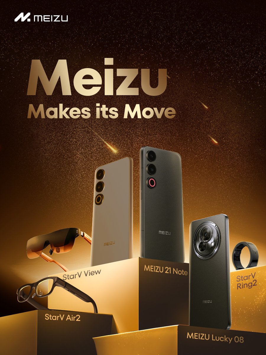 MEIZU's tweet photo. This is not an update. It is a declaration.
Meizu steps into the new era with a unified ecosystem powered by intelligent devices, flagship performance, and visionary design.
#Meizu #MeizuMakesitsMove #StarVAir2 #StarVView #Note21pro #Lucky08 #StarVRing2 https://t.co/wq6F77WoOi