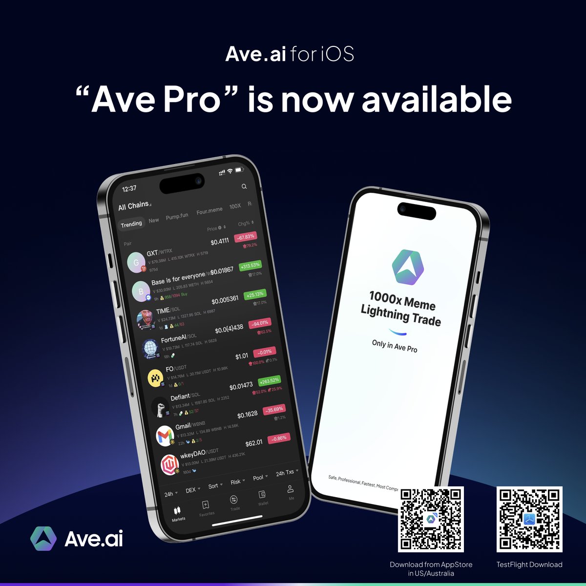 AveaiGlobal's tweet photo. #Ave Pro is LIVE on iOS! 🔥🔥

Big news: As of April 17, https://t.co/iutiRTwD84 has officially launched its iOS app – Ave Pro! Available now on the US App Store, Australia App Store, and via TestFlight.

Ave now offers a complete product ecosystem: PC, mobile (Android/iOS), TG Bot, and H5.

📲 Head to the App Store 🇺🇸
Search Ave Pro
Download and experience it now! 🚀🔥