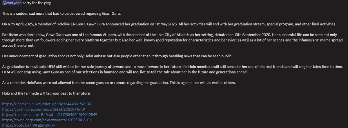 Holo_Fan_Making's tweet photo. Regarding the Graduation of Gawr Gura https://t.co/9KmazOVzYN