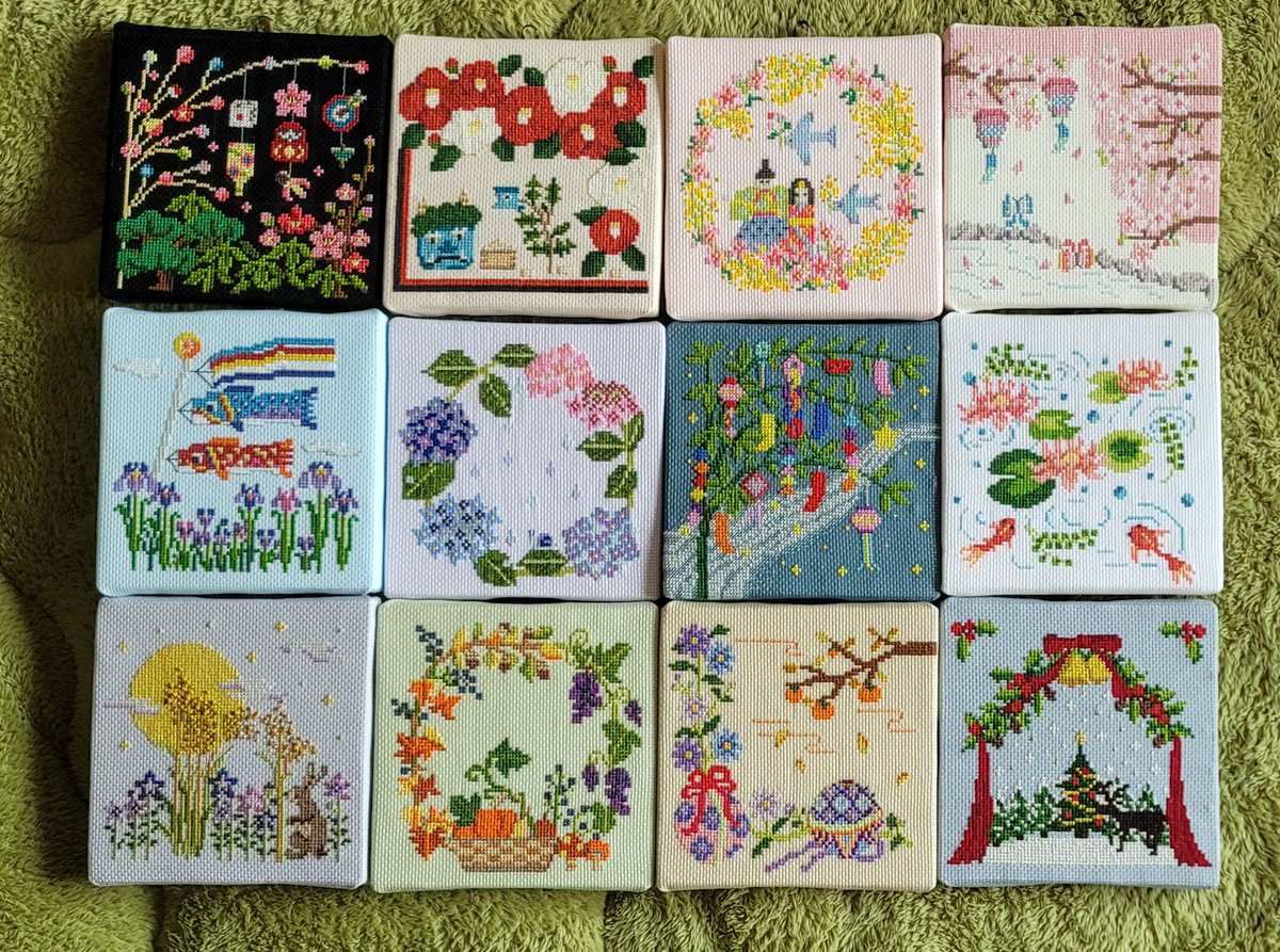 クロスステッチで描く季節のしつらい #刺しゅう #クロスステッチ 12か