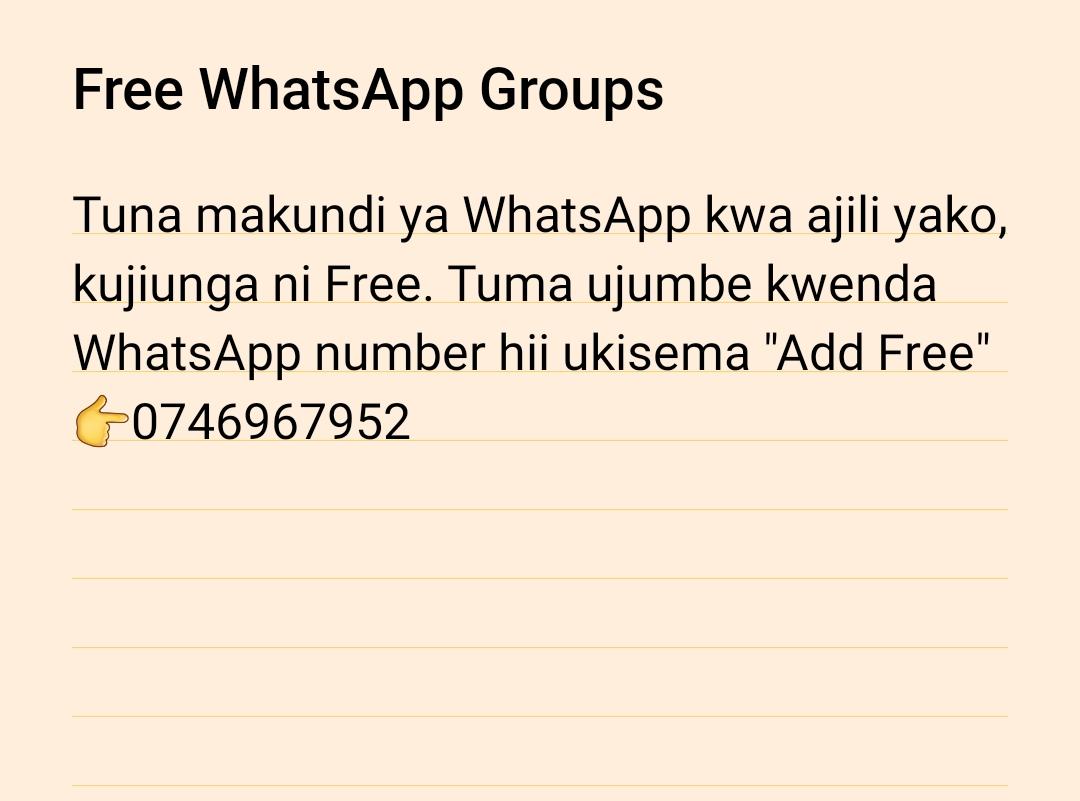 Watu Mikeka (@watu_mikeka) on Twitter photo Retweet kisha njoo WhatsApp haraka tukuadd mapema kwenye groups zetu.
👉0746967952
KUJIUNGA NI BURE
<a href="/Watu_Mikeka2/">Watu_Mikeka2</a> Retweet kisha njoo WhatsApp haraka tukuadd mapema kwenye groups zetu.
👉0746967952
KUJIUNGA NI BURE
<a href="/Watu_Mikeka2/">Watu_Mikeka2</a>