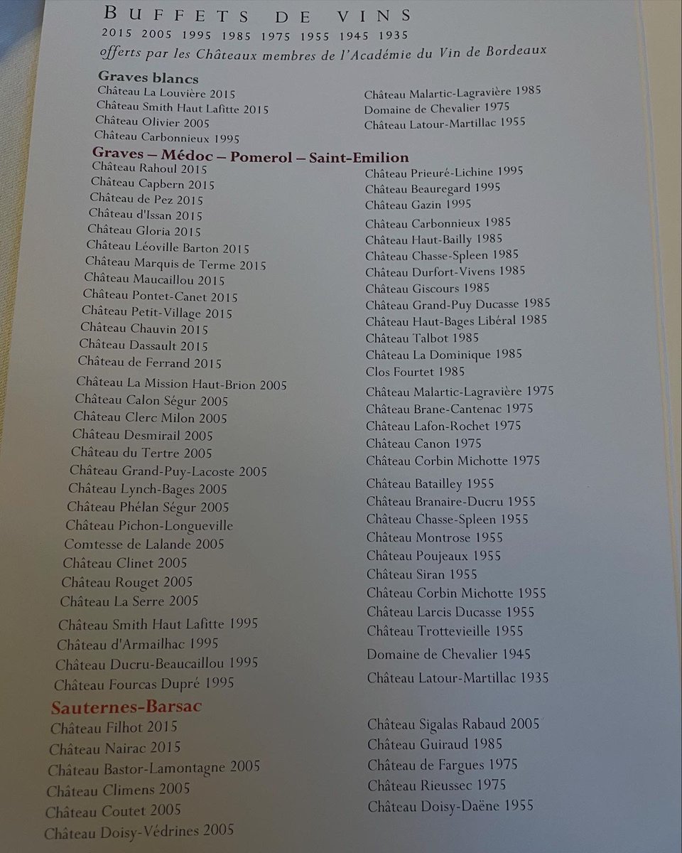 Your intrepid reporter makes it into the city of Bordeaux for the Académie du Vin de Bordeaux dinner. Highlights; 1945 Domaine de Chevalier, 1955 Branaire-Ducru, 1975 Latour, 1985 Giscours and more. Back to tasting 2024 today! #academieduvindebordeaux #bdx24 #bdx2024 #wine