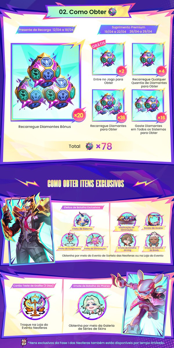 MLBBBR's tweet photo. As novas Skins da Série Neoferas - "Neofera Ling" do Ling, "Neofera Brody" do Brody e "Neofera Pharsa" da Pharsa estão disponíveis no evento Neoferas.
Toque na imagem para saber mais sobre o evento e as recompensas!
#MobileLegendsBangBang
#MLBBNEWSKIN
#MLBBNeobeasts https://t.co/MQTmHPMcmX
