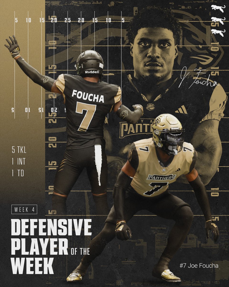 HIM.

<a href="/Joe_Foucha/">777</a> is your Week 4 IFL Defensive Player of the Week.

Pick-six. Five tackles. Sealed the W.

Read more: bit.ly/4czJalD

#PantherNation
#IndoorRulesOutdoorVoices