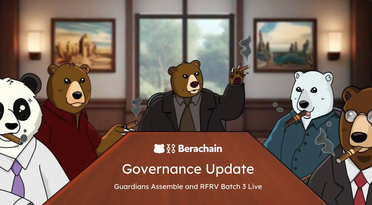 Berachain đang nâng cấp hệ thống quản trị theo hướng chủ động, minh bạch và phi tập trung hơn, dựa trên phản hồi của các builder và người dùng trong hệ sinh thái.

🛡️ Hội đồng Giám sát Quản trị (Governance Guardian Council)
Bắt đầu từ tuần này, các RFRV