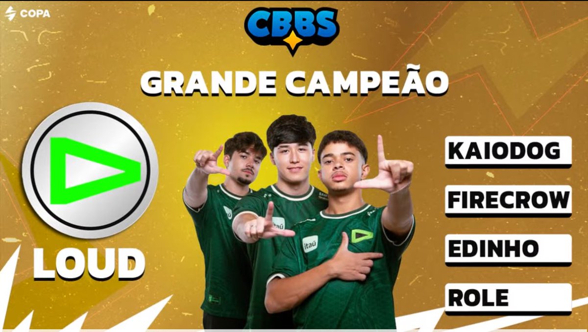 LOUDgg's tweet photo. Mais um pra conta deles 🏆🏆

@LOUD_KaioDog, @LOUD_FireCrow e @LOUD_Edinho ganharam 4 jogos na sequência e são bicampeões da CBBS

#LOUDWIN https://t.co/PmHrDk0C54