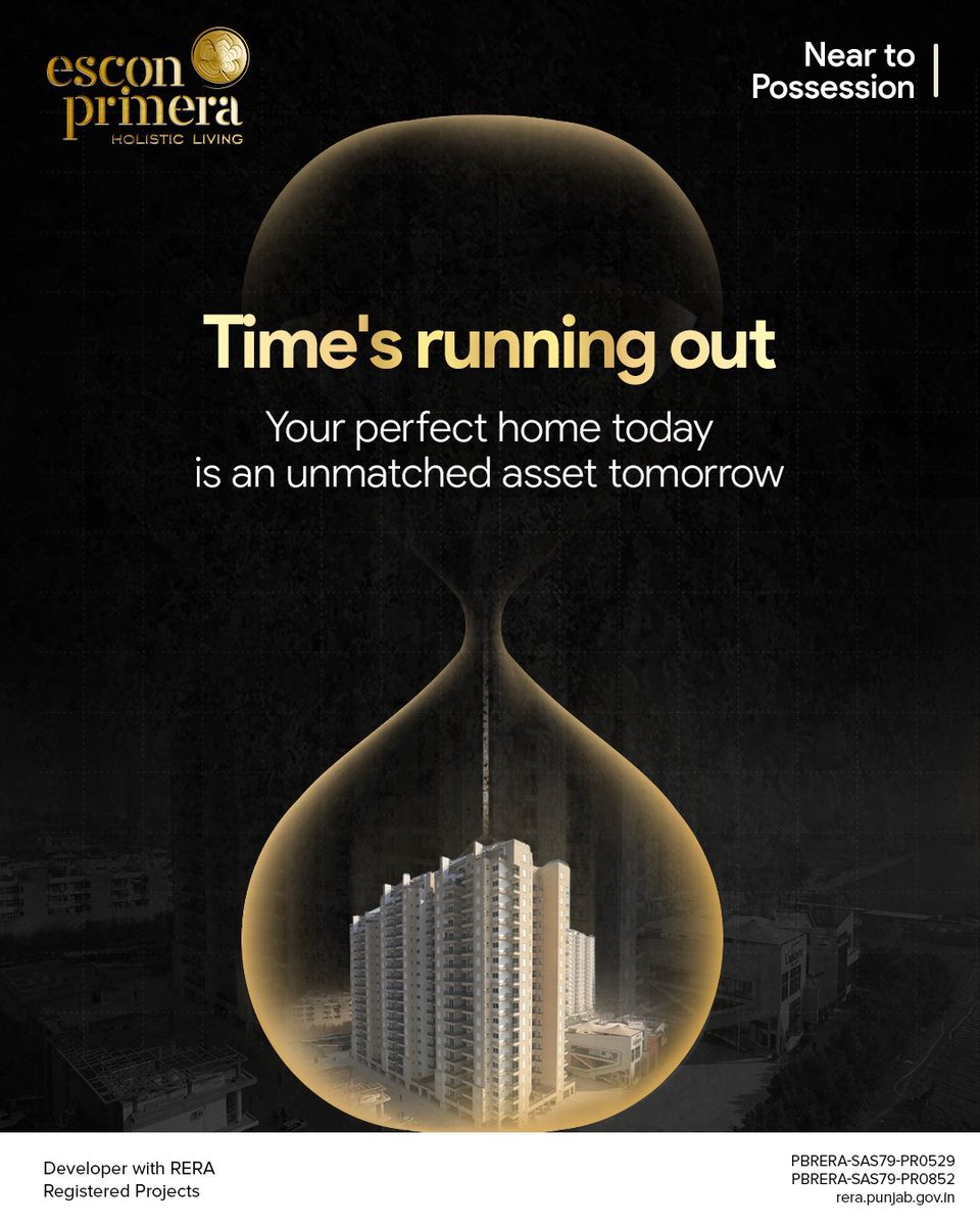 Esconprimeracom's tweet photo. Don’t let the clock tick on your dream home!
At Escon Primera, your future begins today. With prices rising and possession just around the corner, now is the time to invest less and gain more.
Call us at +91 90560 35111  today! 
#EsconPrimera #HolisticLiving #RealEstateIndia https://t.co/I8ityYOm1d