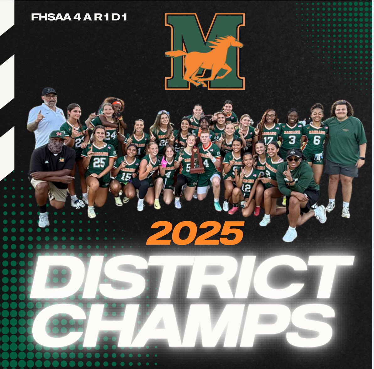 Our lady Mustangs improve to 12-5 and we are District Champions for the first time since 2015! 

So proud of this group of young laides and coaches that continue to build upon the growth and success of this amazing season! 💚🧡🤙🏼 How Bout them MUSTANGS!!! 🐎