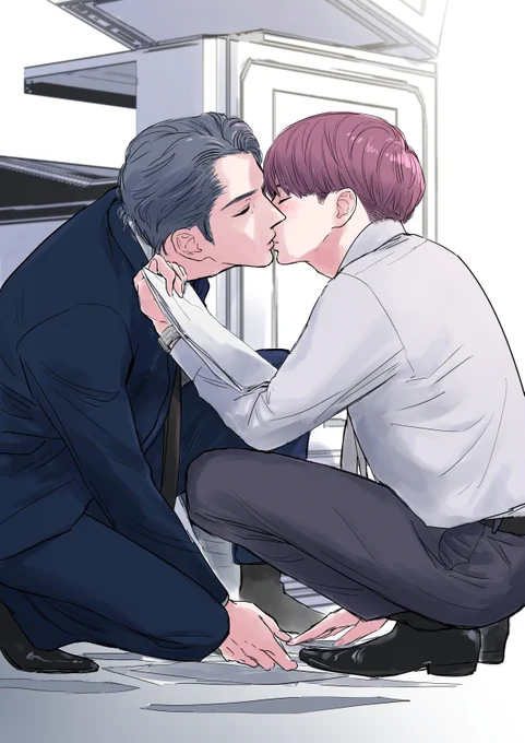 息抜きイラスト。課長に仕事中、隙をつかれる海斗。偶然見ちゃったモブ女子社員ちゃんになりたい。#創作BL 