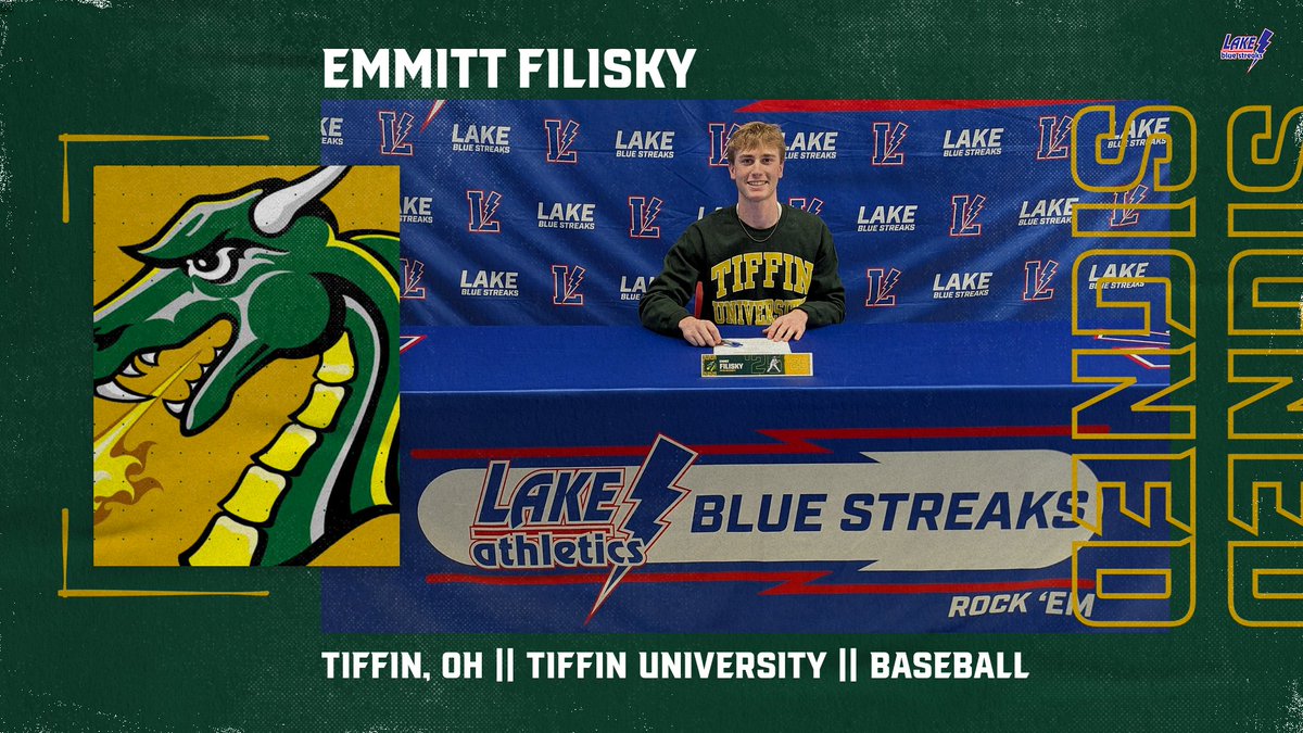 Blue Streaks (@lake_athletics) on Twitter photo SIGNED: Emmitt Filisky makes it official. He will continue his academic and athletic career for <a href="/TUDragonsBB/">TU Dragons Baseball</a>. Congratulations Emmitt!
#recruitbluestreaks SIGNED: Emmitt Filisky makes it official. He will continue his academic and athletic career for <a href="/TUDragonsBB/">TU Dragons Baseball</a>. Congratulations Emmitt!
#recruitbluestreaks