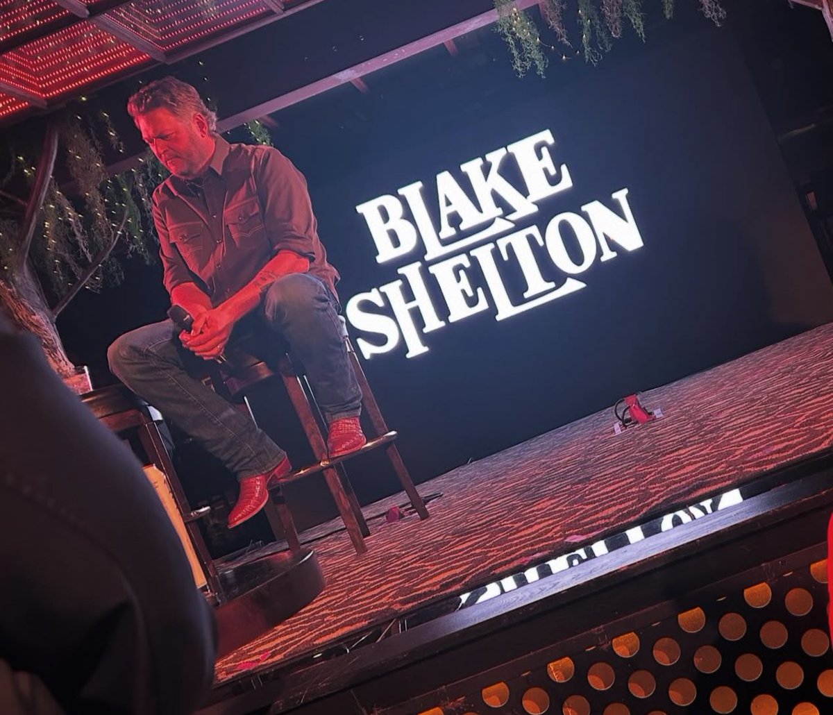 Cowboy Blake Shelton onstage for the #iheartcountry summit early this week . Excited for his interview !