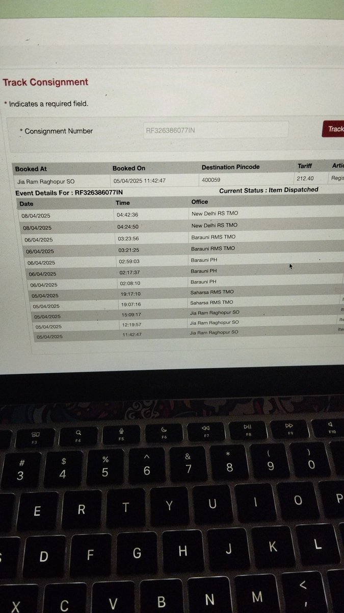 im_flutterkarma's tweet photo. @IndiaPostOffice sir my parcel is not delivered yet, on tracking it showing parcel stuck from 8 April, I all registered a complaint, almost 6 days happened with no updates on the complaint, my tracking I'd is
RF326386077IN
Sir please🙏🙏 let's us know where is my parcel https://t.co/wYdI7powKF