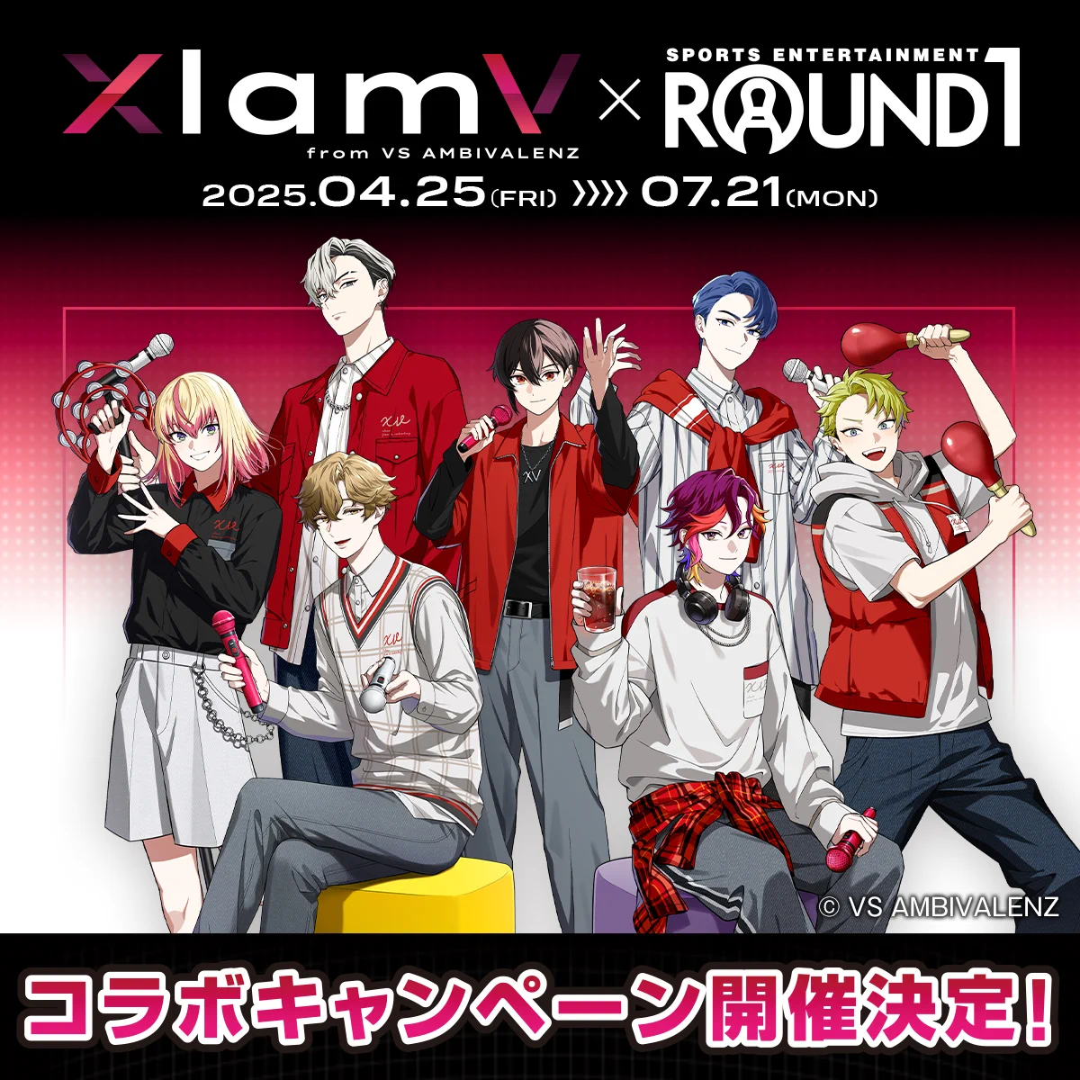 ビバレン　サクヤ　XlamV ラウンドワンコラボ　缶バッジ7個セット GotIOsQacAAstmM?format=webp&