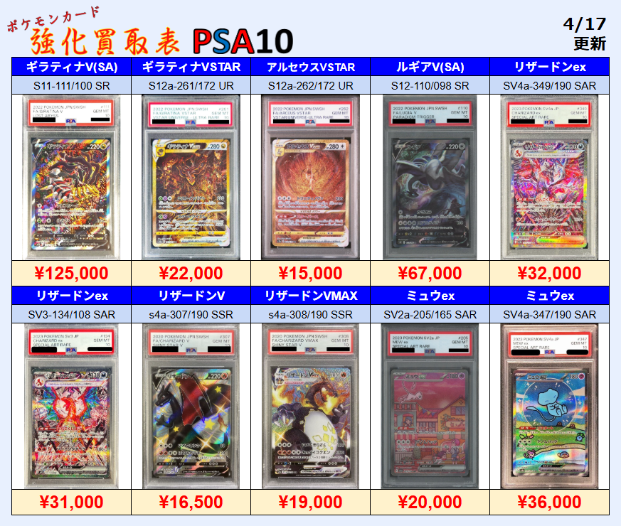 ポケカ #PSA #買取】 🌟PSA10 強化買取🌟 ギラティナV SA 【125,000円