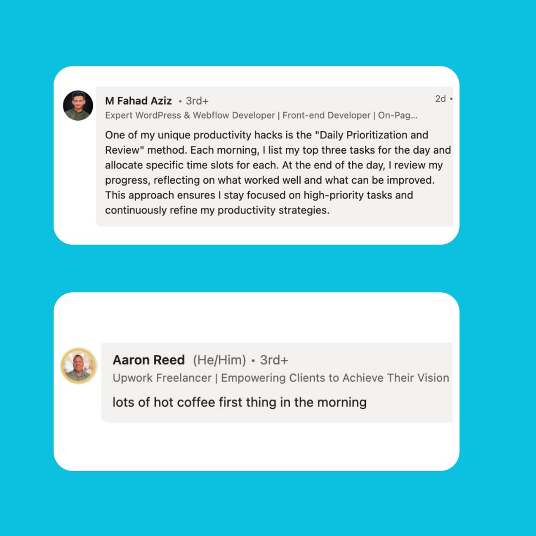 Peer_Hire's tweet photo. Drop it like it’s hot in the comments 🔥
Let’s crowdsource the secrets of getting sh*t done 🧠💡

#ProductivityHacks #WorkSmart #PeerHireGrind #StudentLife #FreelanceFlow #PeerHire https://t.co/8E00Ngi66Q