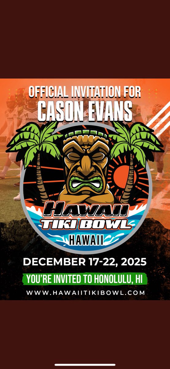 Thank you Coach <a href="/FillippSAU/">Vince Fillipp</a> for the invite to the <a href="/HawaiiTikiBowl/">Hawaii Tiki Bowl</a> !