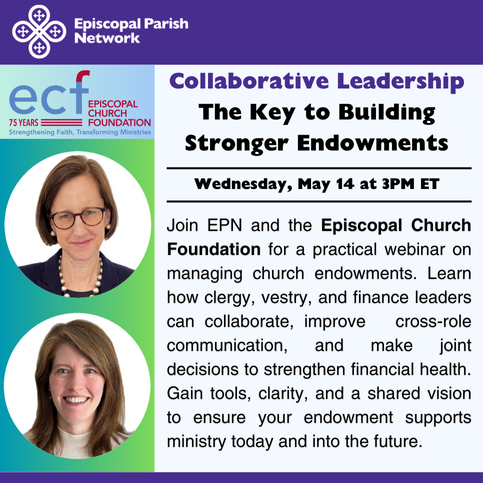 EpiscoParish's tweet image. Collaborative Leadership: The Key to Building Stronger Endowments
Wed., 5/14 @ 3PM ET
Join EPN and @EpisChFdtn for a practical webinar on managing church endowments.
Register through the link in our bio!
#Episcopal #EpiscopalParishes