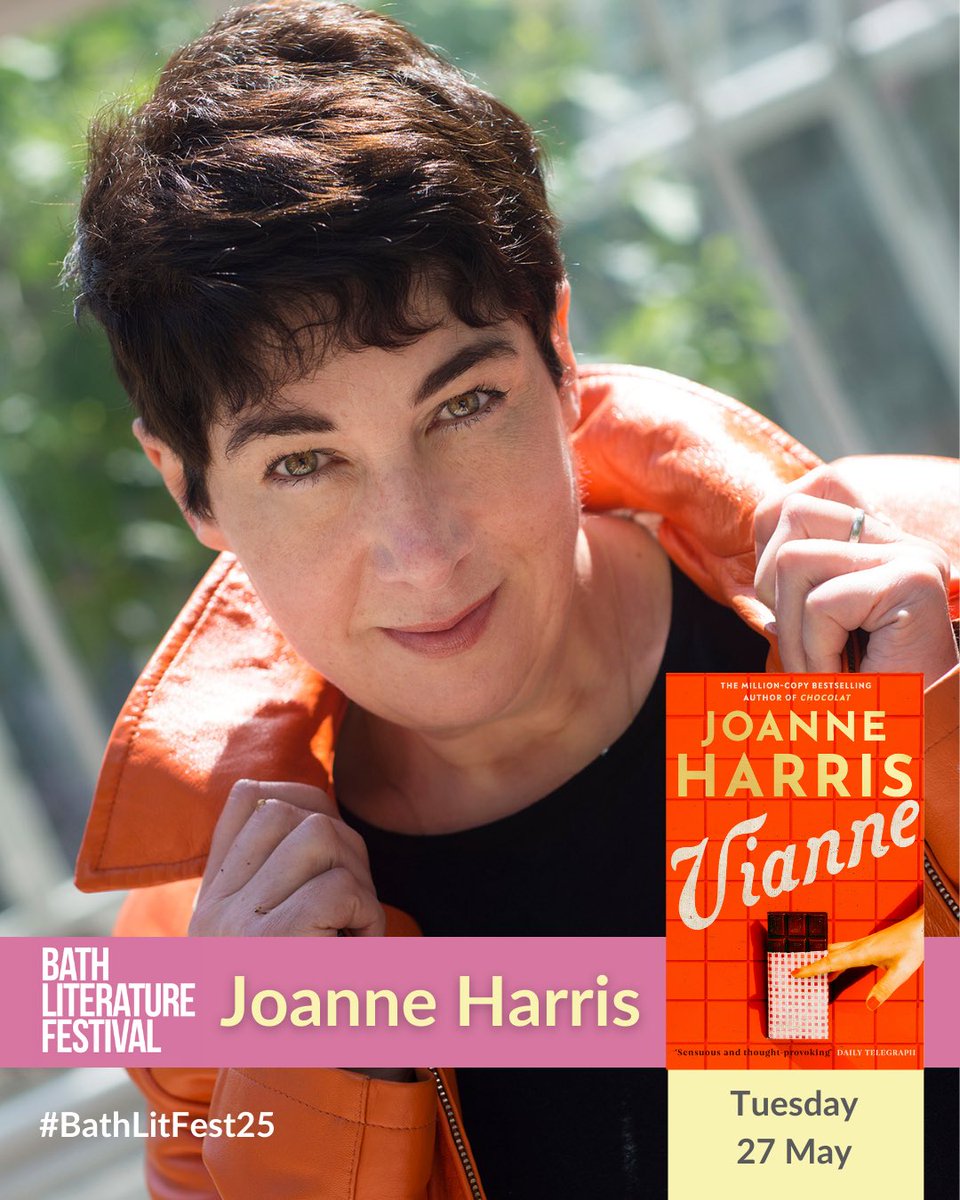 We are delighted to welcome the bestselling author Joanne Harris with Vianne, the long awaited prequel to her best-selling novel, Chocolat  

Tuesday 27 May, 7pm
Waterstones
bathfestivals.org.uk/the-bath-festi…
