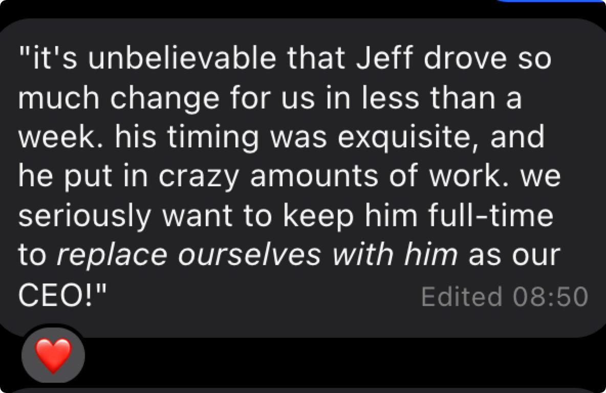 Last week was my first week off from Blueprint.

I was randomly the CEO of my friend's speed dating company for 3 days.

This week I've been doing TikTok marketing for <a href="/jasonljin/">Jason Jin</a> / <a href="/takezest/">Zest</a>. 

Having fun again. #FAFO