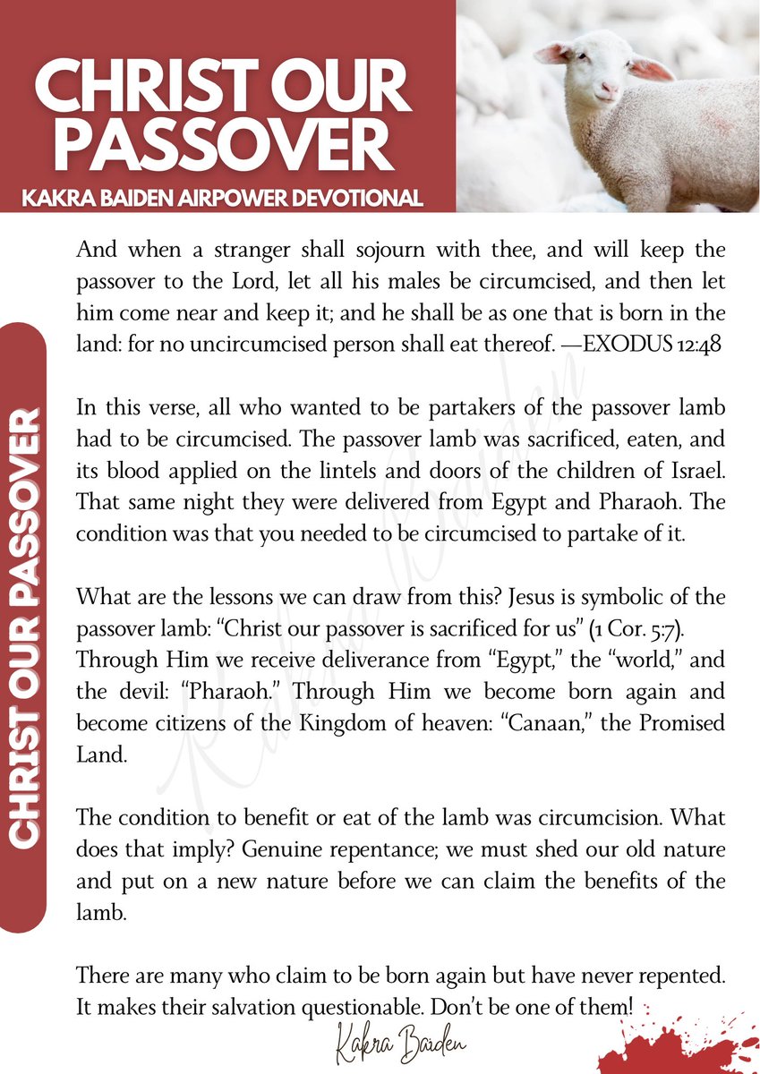 CHRIST OUR PASSOVER

#kakrabaiden #devotional #daily #retweet