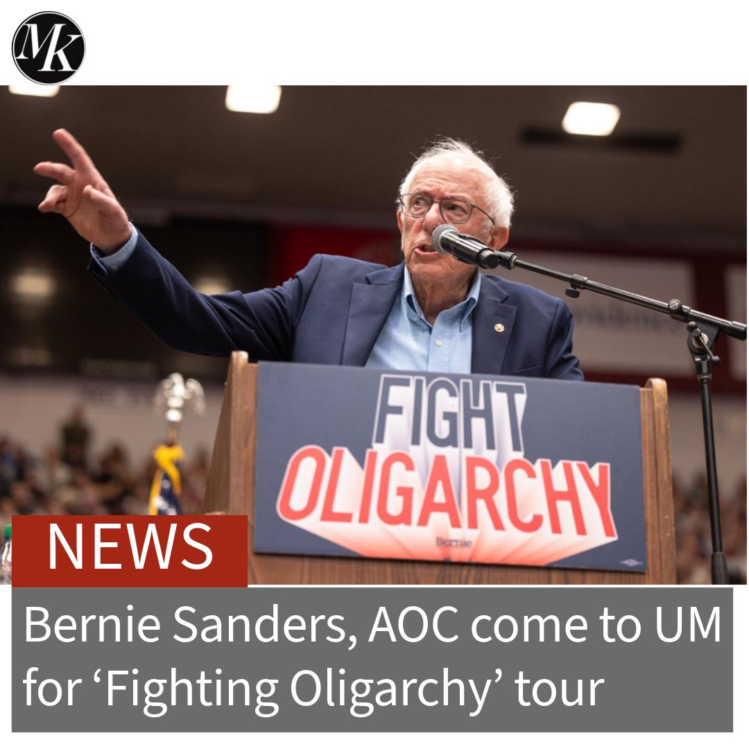 Roughly 9,000 people came to the Adams Center to “fight oligarchy” as part of Sen. Bernie Sanders tour.

Story by Emily Messer and Maxwell Johnson 
Photo by Marley Barboeisel 

#StudentNews #BernieSanders

Read here: montanakaimin.com/news/bernie-sa…