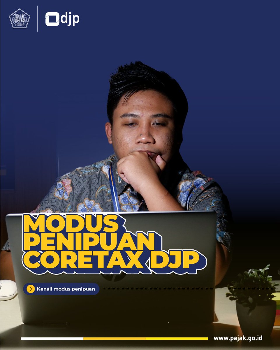 DitjenPajakRI's tweet photo. Waspada Penipuan Bermodus Coretax!

#KawanPajak, akhir-akhir ini marak penipuan yang mengatasnamakan implementasi sistem Coretax DJP. Modusnya beragam — mulai dari phishing, sniffing, hingga social engineering — dengan tujuan utama mencuri data pribadi atau menjerat korban secara finansial.

Waspada selalu dengan upaya penipuan, pastikan #KawanPajak hanya berinteraksi melalui saluran resmi DJP.