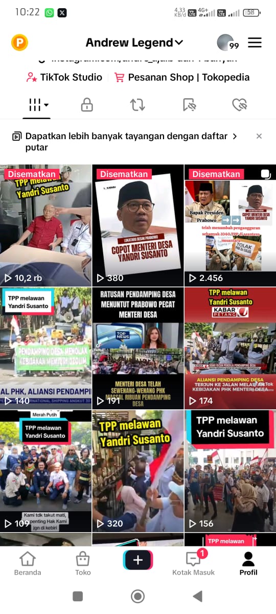 Kami di PHK Menteri Desa tanpa sebab. Tolong kami untuk di viralkan karena di negeri ini No Viral No Justice 
<a href="/Metro_TV/">METRO TV</a> 
<a href="/KompasTV/">KOMPAS TV</a>
<a href="/tvOneNews/">tvOnenews</a> 
<a href="/officialinews_/">iNews</a> 
<a href="/Beritasatu/">BeritaSatu</a> 
<a href="/GlobalTV/">Global TV</a>
#copotmenteridesayandri
#PendampingDesaMenuntutKeadilan
#copotmentridesayandri
<a href="/prabowo/">Prabowo Subianto</a>
<a href="/gibran/">Gibran Armijo</a>