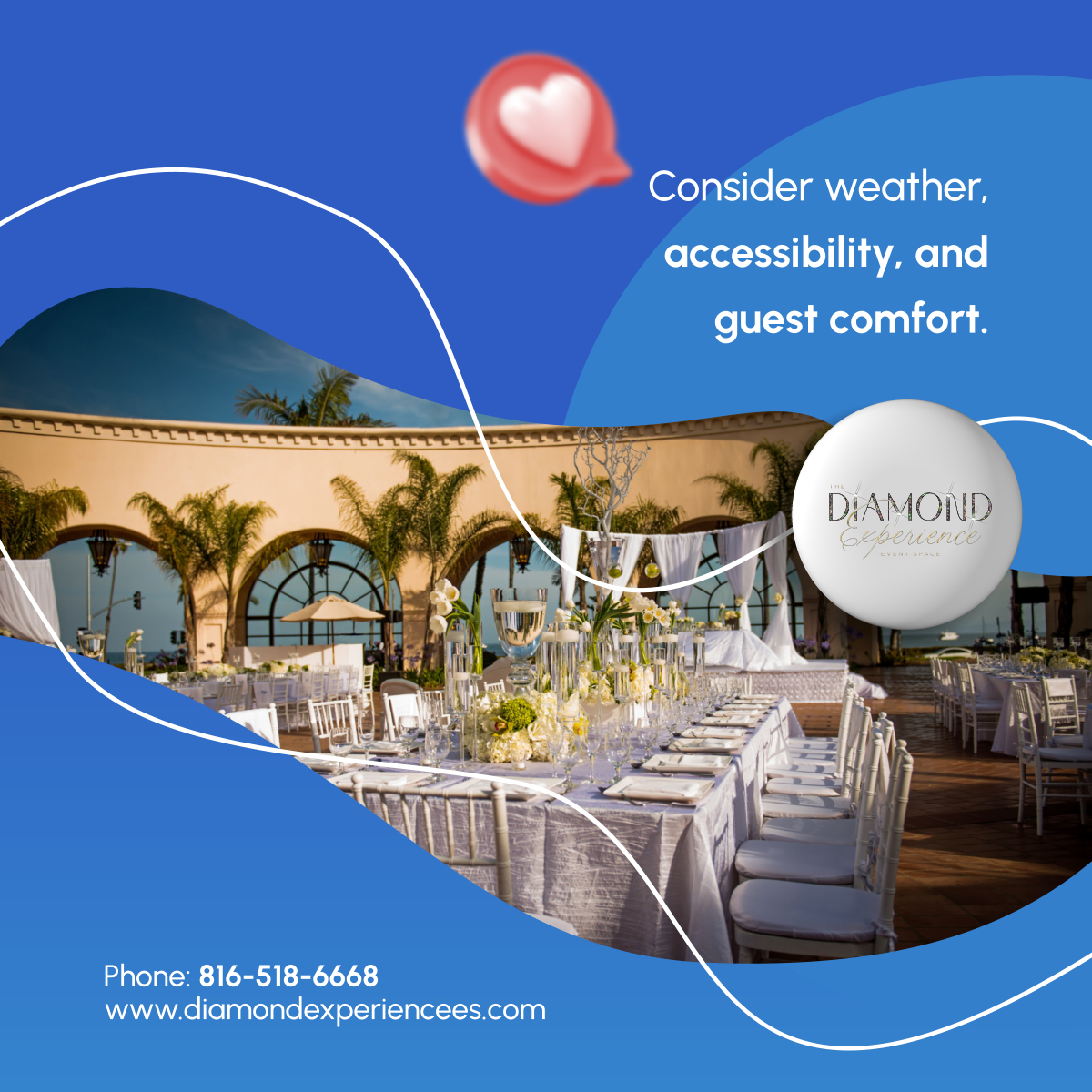 thediamondEES's tweet photo. Indoor or outdoor? 🌟 Both have their charm! Whether you love elegant indoor settings or open-air celebrations, the right venue sets the perfect mood.

📞 816-518-6668
✉️ thediamondexperience.es@gmail.com
🌐 https://t.co/BDYA3GNp5H

#KansasCityMO #EventsAndDecor #PerfectVenue https://t.co/4B4VytoxHd