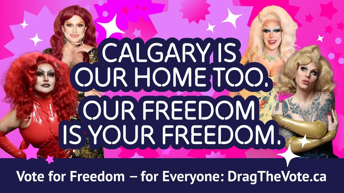 This election is not only important, it’s personal. 🗳️ 
•
I’m beyond honoured to be a part of the billboard campaign with <a href="/queermomentum/">Momentum</a>. If you see the billboard in Calgary, please send me a picture! 🗳️ dragthevote.ca 
•
#yyc #calgary #dragthevote #canadavotes