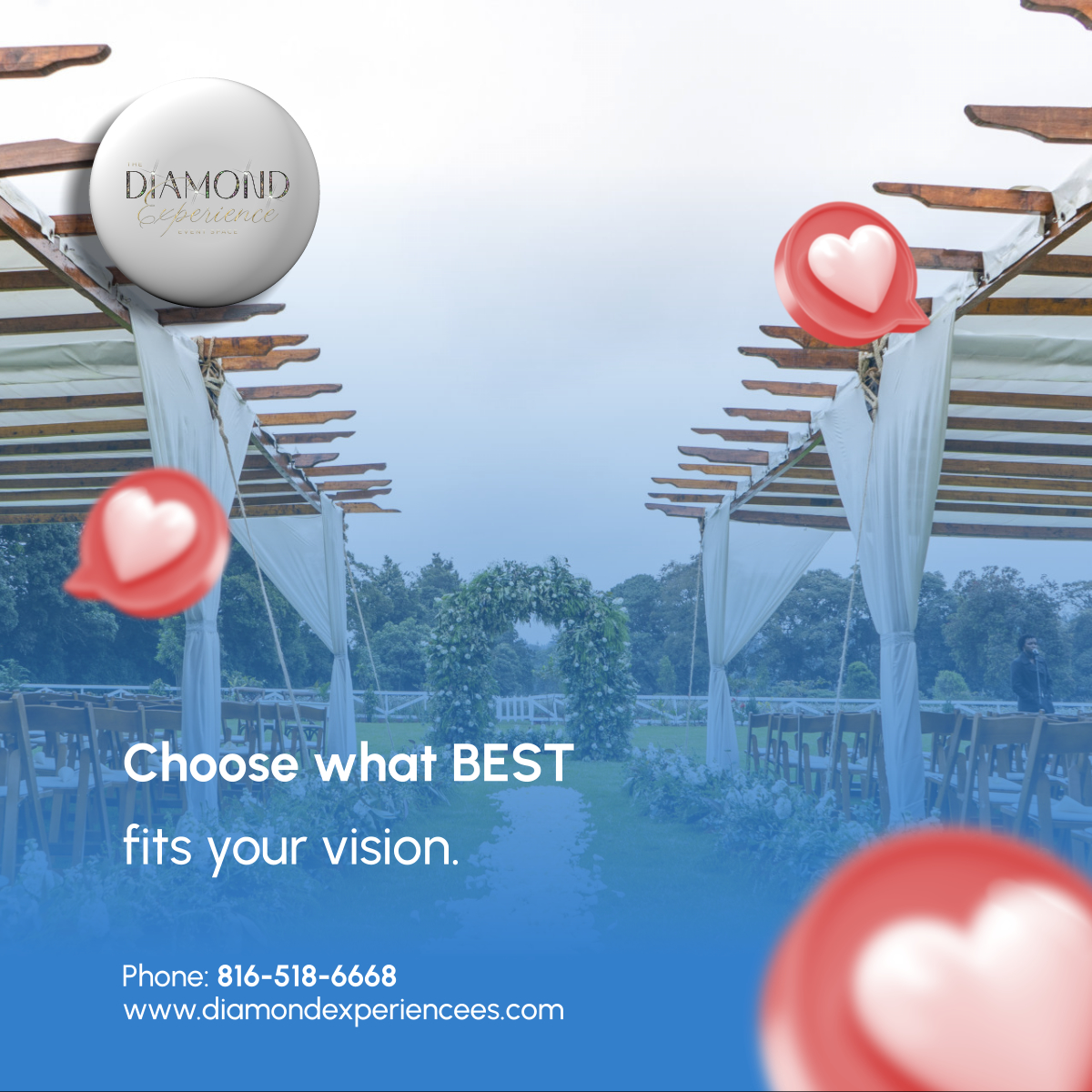 thediamondEES's tweet photo. Indoor or outdoor? 🌟 Both have their charm! Whether you love elegant indoor settings or open-air celebrations, the right venue sets the perfect mood.

📞 816-518-6668
✉️ thediamondexperience.es@gmail.com
🌐 https://t.co/BDYA3GNp5H

#KansasCityMO #EventsAndDecor #PerfectVenue https://t.co/4B4VytoxHd