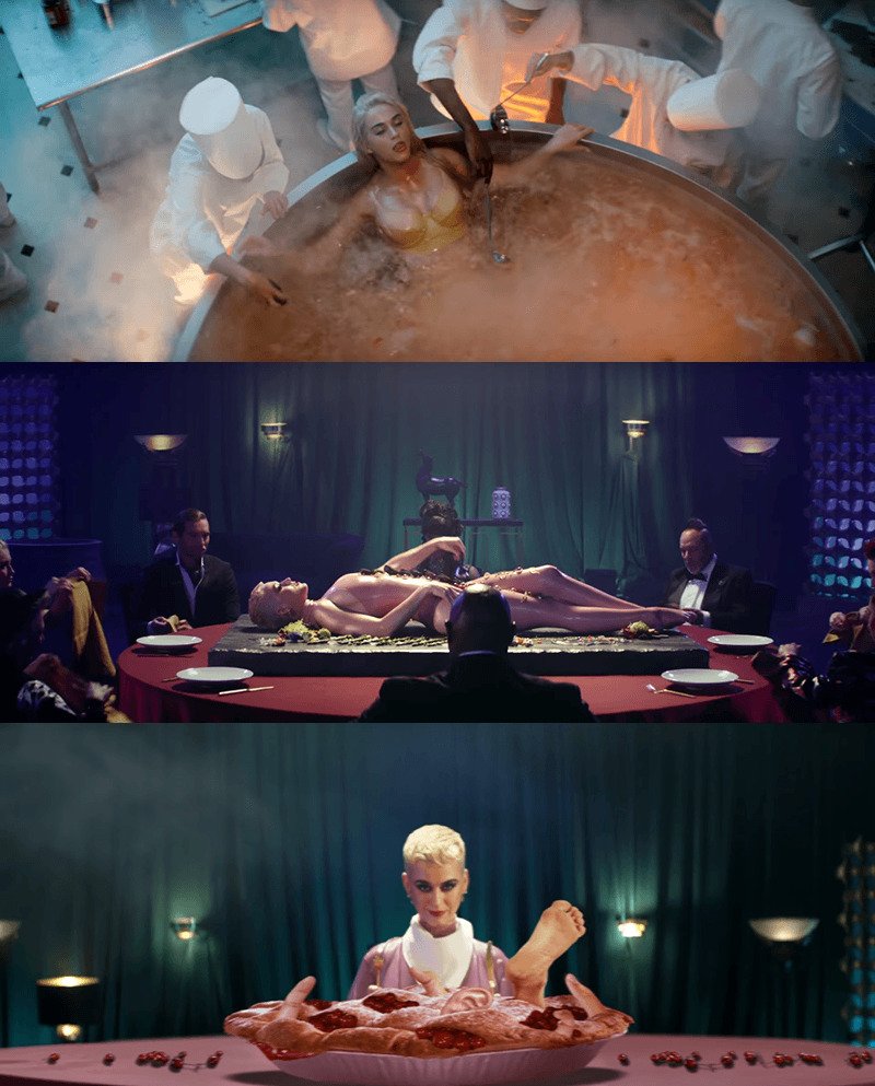RedpillDrifter's tweet photo. Remember that time Katy Perry made a music video about elite cannibal dinner parties?

No? It's called Bon appétit. https://t.co/HB2IAGJEMn