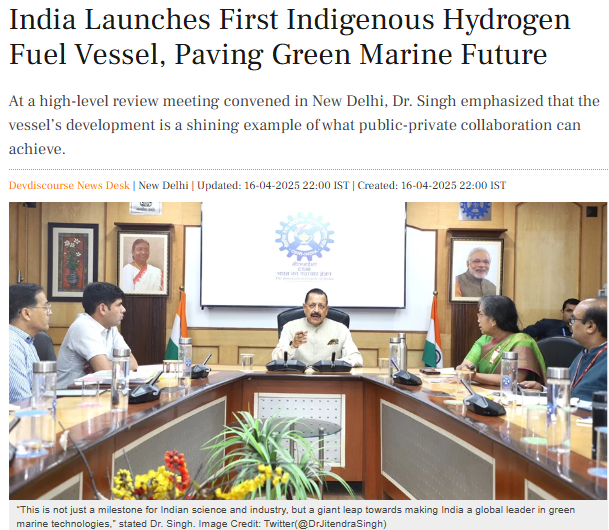 DrJitendraSingh's tweet photo. Dev Discourse: India Launches First Indigenous Hydrogen Fuel Vessel, Paving Green Marine Future
#CSIR

Read:
https://t.co/M5alpTykhi https://t.co/n26CroSIjL