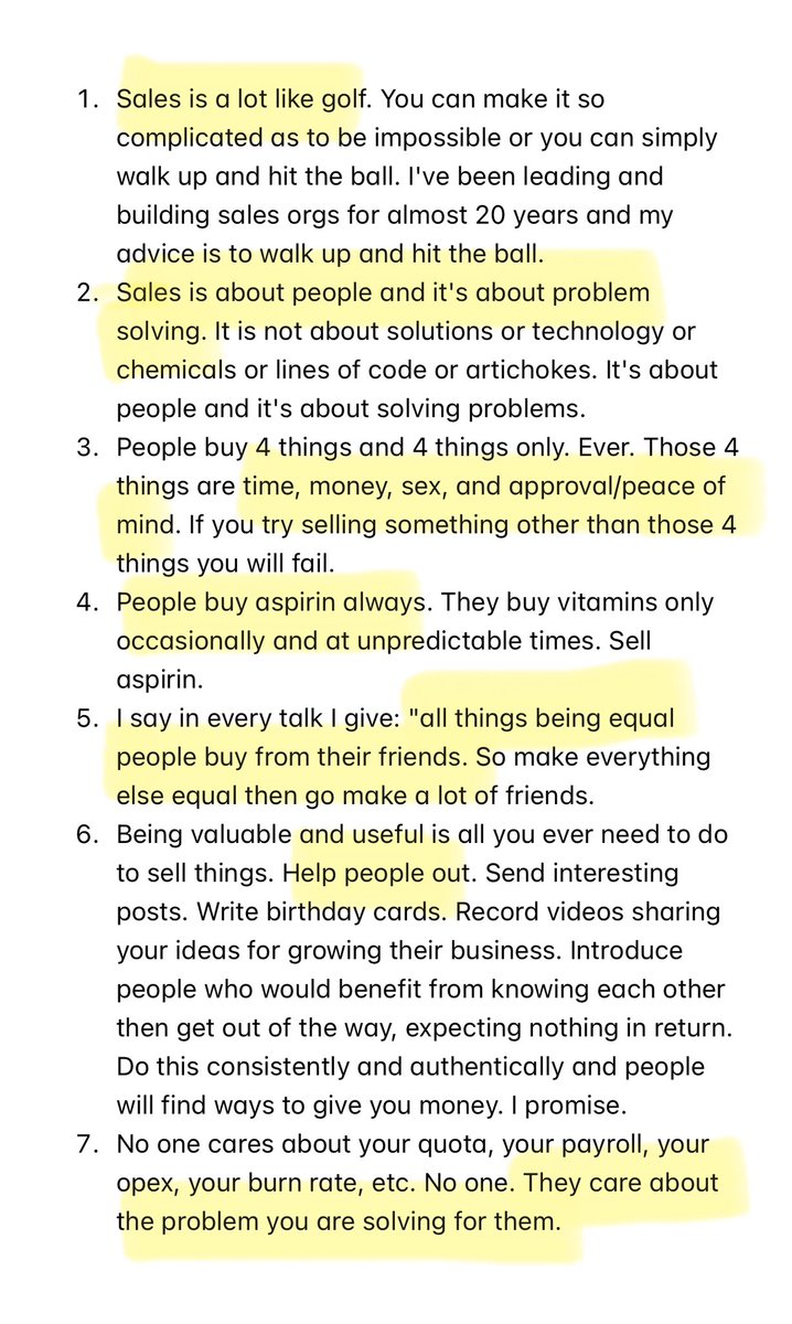 Found this gem a while back.

7 valuable sales tips: