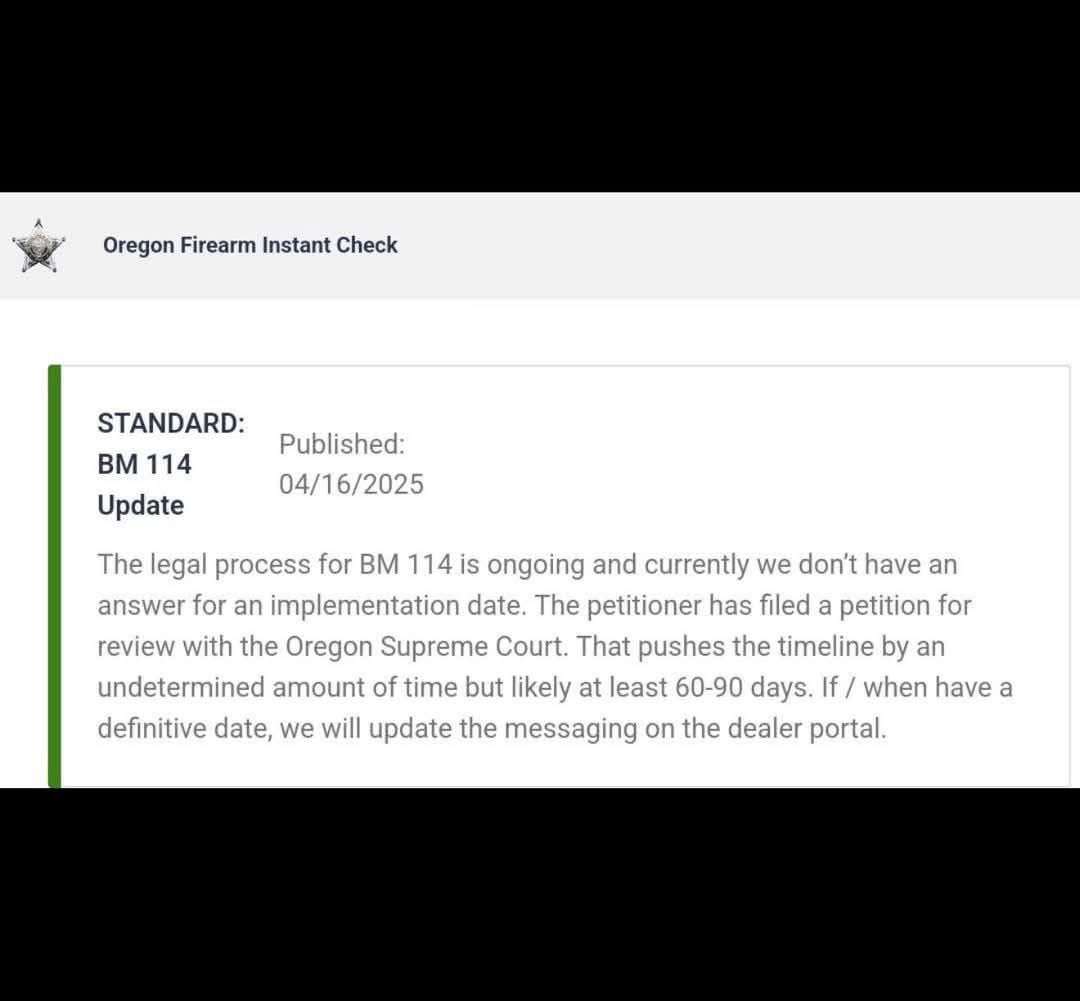 TonyAielloJr's tweet photo. For any who had remaining doubts about my legal interpretation, here is the government confirmation that they don’t get to trample your rights… 

Let’s stay in the fight! Let’s fill that queue!

#Oregon #orpol #orleg #orgov #SecondAmendment #SecondAmendmentRights #2A #ShallNotBeInfringed #BallotMeasure114 #Measure114 #GunControl #GunBans  #FightFightFight