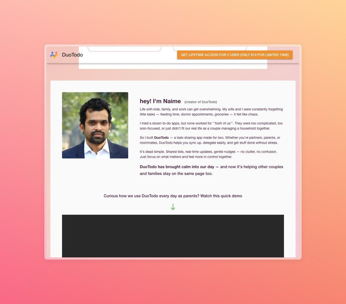 If are couples, parents, co-founders , room mates 

say hello to DuoTodo 👋