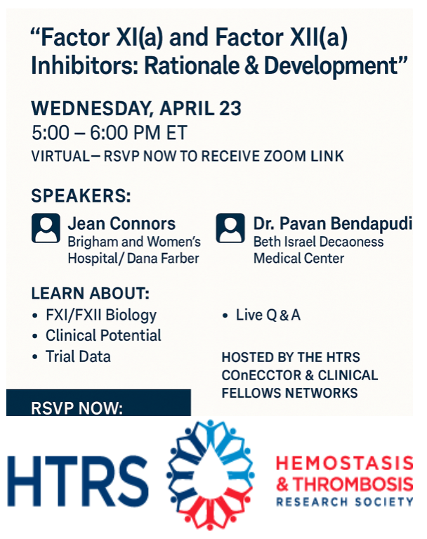 Rishabh Singh, MD 🩸 (@docrishabhsingh) on Twitter photo 🚨<a href="/HTRStoday/">Hemostasis and Thrombosis Research Society</a> Educational Webinar
Calling all heme nerds and coag enthusiasts!
Ever wondered what FXI(a) & FXII(a) are really up to? 👀
🗓 Wednesday, April 23
🕔 5:00–6:00 PM ET
📍 RSVP: zoom.us/meeting/regist…
🎙 Speakers: Dr. Jean Connors & Dr. Pavan Bendapudi 🚨<a href="/HTRStoday/">Hemostasis and Thrombosis Research Society</a> Educational Webinar
Calling all heme nerds and coag enthusiasts!
Ever wondered what FXI(a) & FXII(a) are really up to? 👀
🗓 Wednesday, April 23
🕔 5:00–6:00 PM ET
📍 RSVP: zoom.us/meeting/regist…
🎙 Speakers: Dr. Jean Connors & Dr. Pavan Bendapudi