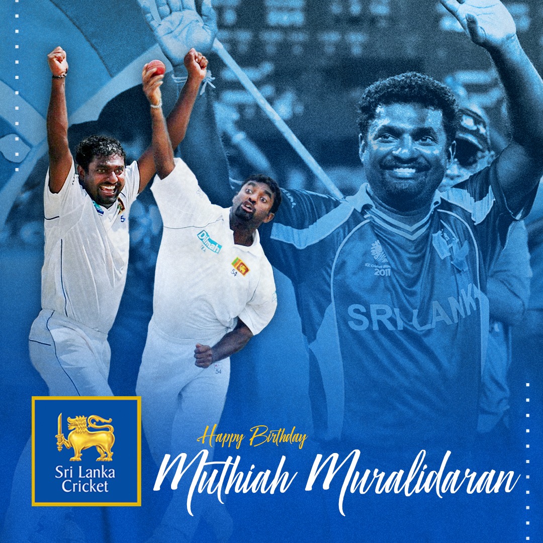 Happy Birthday to the spin wizard, the legend, the one and only Muthiah Muralidaran! 🎂🎉

#SriLankaCricket #Legend