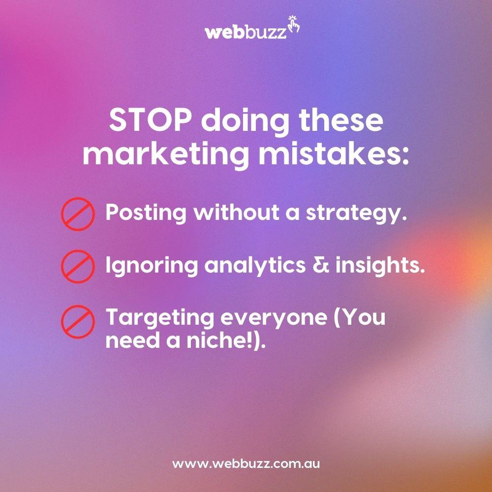 ❌ STOP doing these marketing mistakes:

🚫 Posting without a strategy.
🚫 Ignoring analytics &amp; insights.
🚫 Targeting everyone (You need a niche!).

💡 Marketing that works = strategy + testing + consistency. Ready to fix yours? Let’s chat.