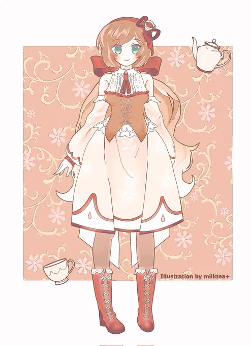 むかし考えた紅茶をモチーフにした女の子 #イラスト